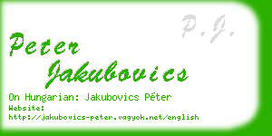 peter jakubovics business card